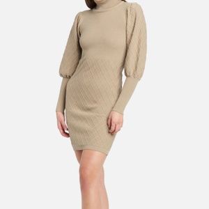 BEBE NEW WITH TAGS - PUFF SLEEVE QUILTED SWEATER DRESS